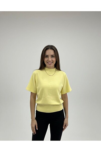 IDL COLLECTION IDLCOLLECTION Kadın Yarım Balıkçı Yaka Yumuşak Dokulu Kısa Kol...