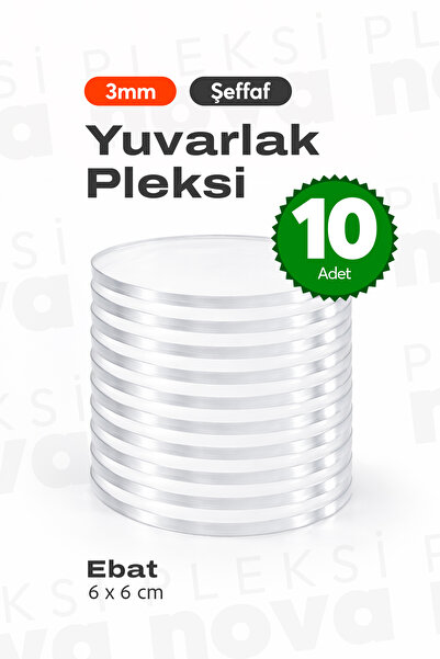 Pleksinova Şeffaf Yuvarlak Pleksi Akrilik Boyanabilir Magnet Yapımına Uygun 6...