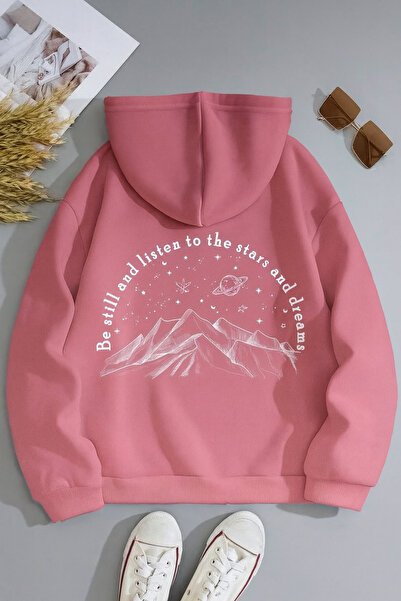 CLASSY.MODA سويت شيرت كاجوال مريح للجنسين قصة فضفاضة بغطاء رأس Mountain and S...