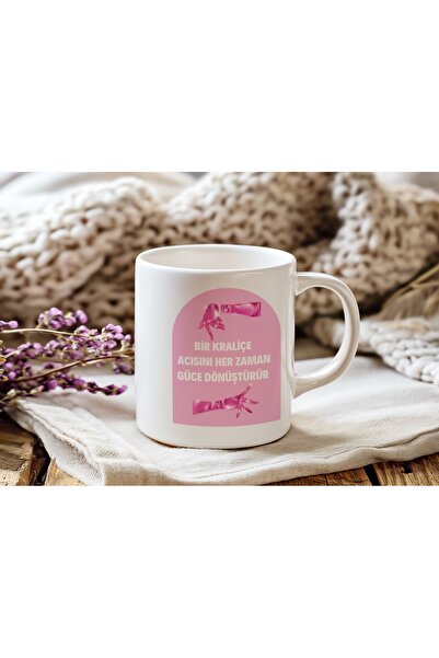 Beramussa Special Design Queen Themed Motivational Pink Printed Porcelain Mug Cup Gift for Women