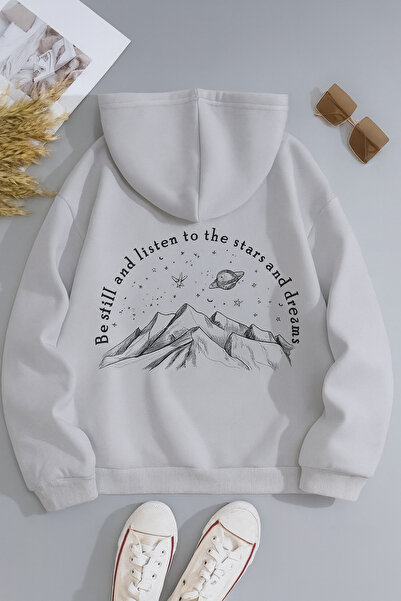 CLASSY.MODA سويت شيرت كاجوال مريح للجنسين قصة فضفاضة بغطاء رأس Mountain and S...