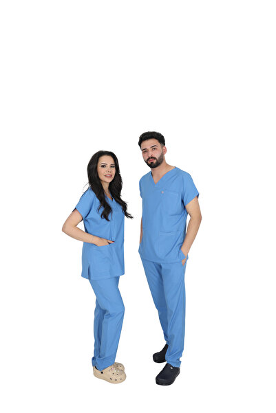 ufukscrubs بدلة طبية D/115 رمادية اللون بأكمام خفاشية للجنسين للأطباء والممرض...