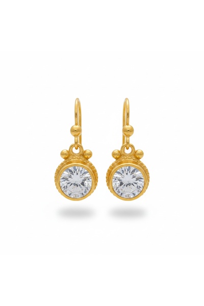 makeitbylove Sultan El Yapımı Sallantılı Beyaz Topaz Gümüş Küpe, 925 Ayar Ant...