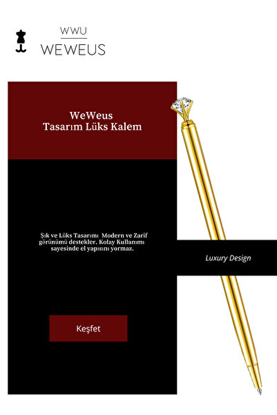 Weweus Gold Altın Sarısı Mini Kristal Lüks Tükenmez Kalem