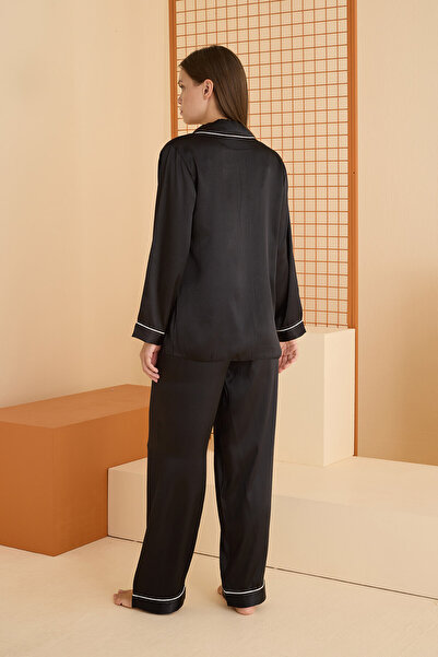 H&Z COLLECTION women's plain satin pajama set