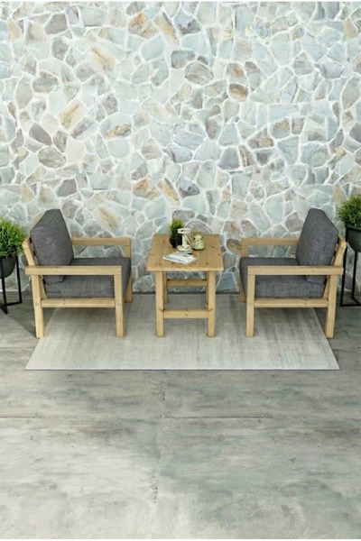 woodwork antalya TAHT AHŞAP BALKON TAKIMI TEKLİ+TEKLİ+SEHPA