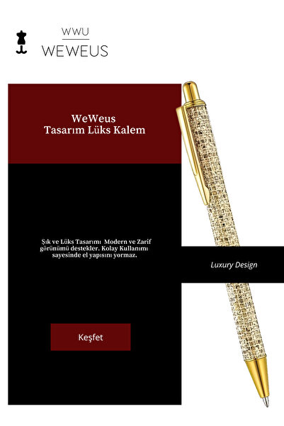 Weweus Gold Altın Sarısı Pullu Lüks Tükenmez Kalem