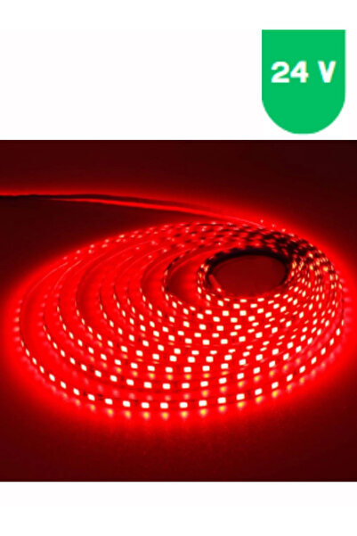 POWERR LED AYDINLATMA 24 Volt 5050 SMD Kırmızı Dış Mekan 60 Ledli 5 Metre Şer...