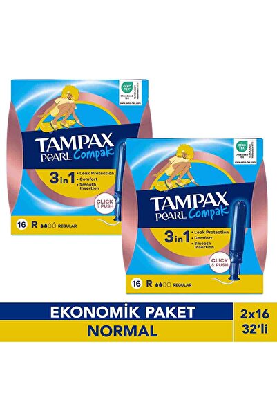 TAMPAX Pearl Compak Tampon Reg/Normal 16'Lı X2