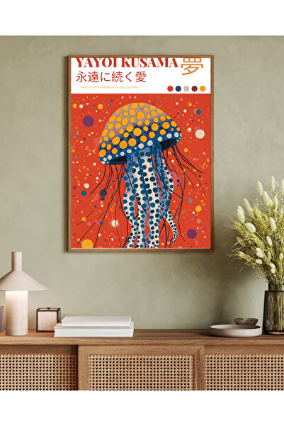 woodhomeworks Tek Parça Salon Ofis Dekor Tablo yayoı kusama vrynt