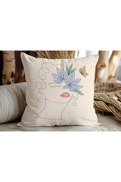 Piloji 🦋   Line Art Decorative Pillow Cushion | Minimalist Square Pillow Liv...