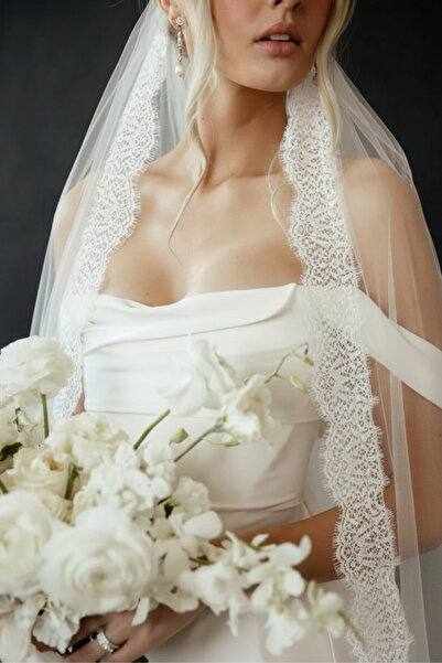 Vcalla Handmade Bridal Veil with French Lace Edge 150 cm