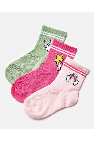 REDTAG جوارب طويلة متنوعة للبنات الرضع (3 أزواج)