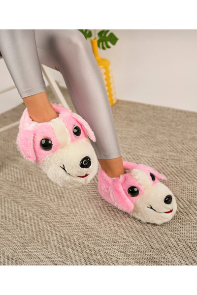 Esra Guzel hayvan figürlü panduf elyaflı köpek figürlü ev botu panduf