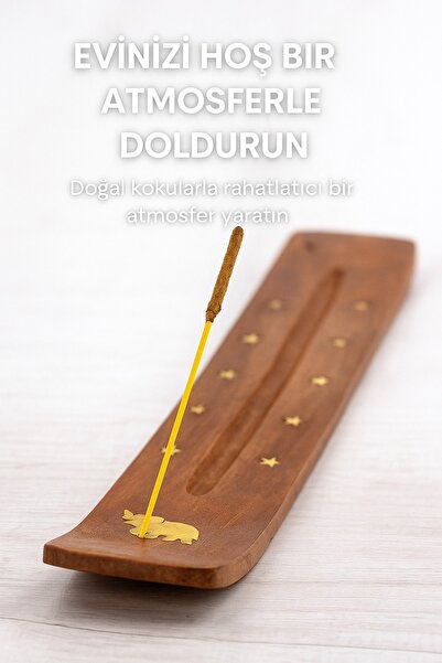 obrigado Ahşap Kayık Tütsülük | Buda Figürlü Meditasyon Dekoru