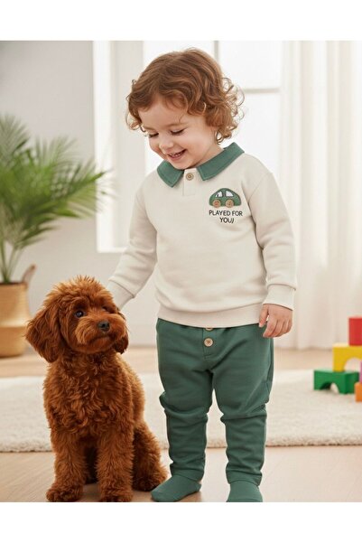 P&H BABYWEAR Polo Collar Car Embroidered Casual 2-Piece Baby Boy/Child Set