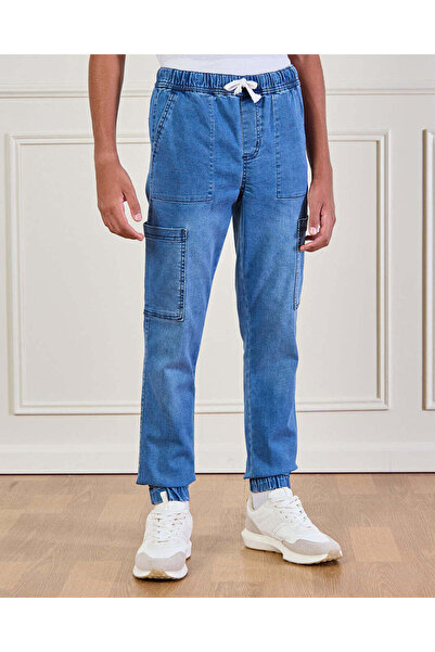 REDTAG بنطلون جينز أزرق رياضي للأولاد الكبار مع جيوب