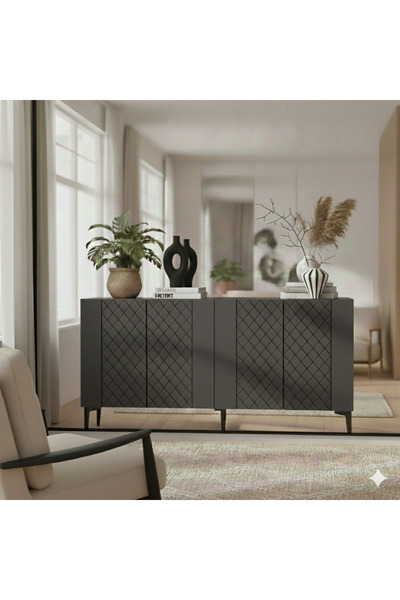 YUMEDİ DESİGN KA1512A - DEFNE KONSOL, TV SEHPASI, ÇOK AMAÇLI DOLAP ve KAHVE KÖŞESİ 150cm ANTRASİT