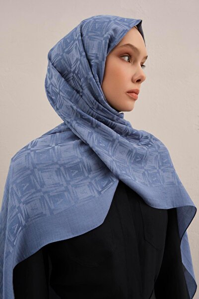 Armine Lyocell Şal - Logo Desen - ALY6-26 - İndigo