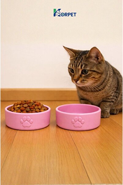 KorPet 2li Seramik Kedi köpek mama su kabı (ödül maması kabı) 8cm