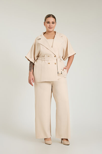 Zeyn KADIN BÜYÜK BEDEN ÜÇLÜ TAKIM GENİŞ PAÇA RAHAT KESİM ŞIK GİYİM