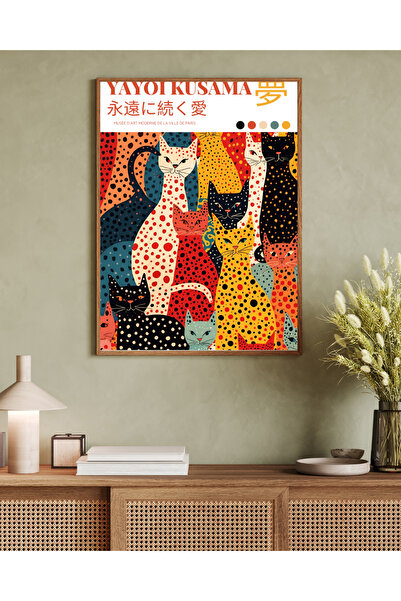 woodhomeworks Tek Parça Salon Ofis Dekor Tablo yayoı kusama vrynt