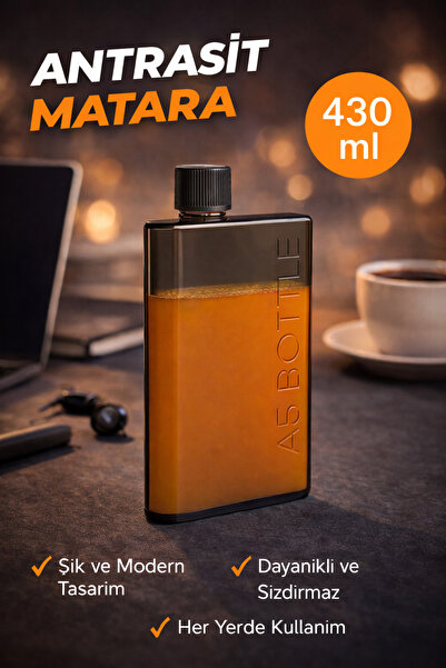 Open Home Concept Flexibottle A5 – Soğuk Kahve, Su, Meyve Suyu, Smoothie Taşıma Için Çok Amaçlı Defter Matara Antrasit