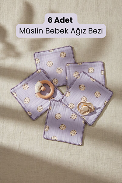 Joyrose 6'lı Müslin Ağız Bezi Seti 25x25 cm - %100 Pamuklu Emici Bebek Salya,...
