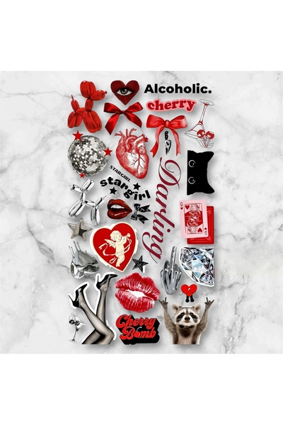 Limitless Design مجموعة ملصقات فن البوب الغاضب باللونين الأحمر والأسود - ورقة...