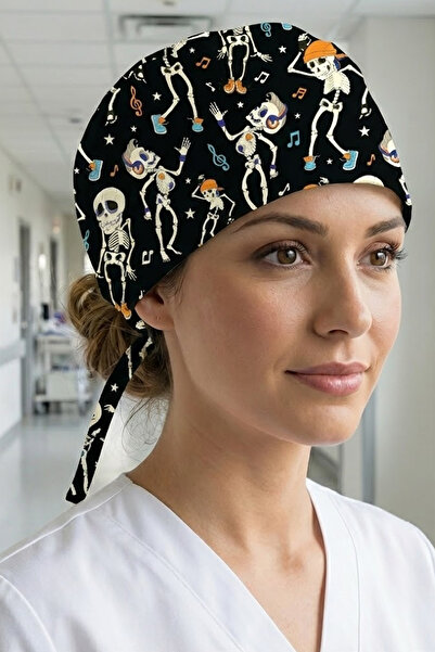 Lion Üniforma Dans Eden İskelet Desenli Cerrahi Bone Unisex – Likralı Doktor ...