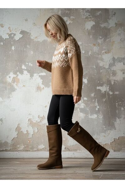 Shoego حذاء نسائي من الجلد الطبيعي بلون تان، حذاء شتوي يومي من الجلد السويدي ...