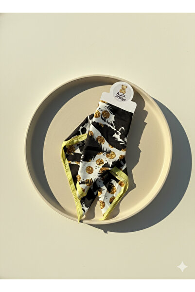 AydaAtölye باندانا وشاح منقوشة باللون الأسود من لالين