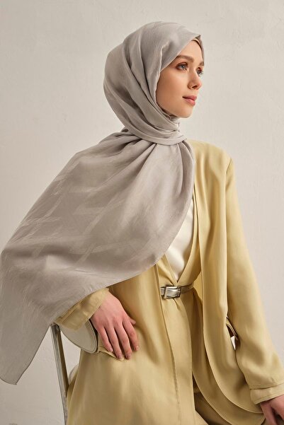 Armine Şal din lyocell - Model în zig-zag - ALY1-23 - Argintiu