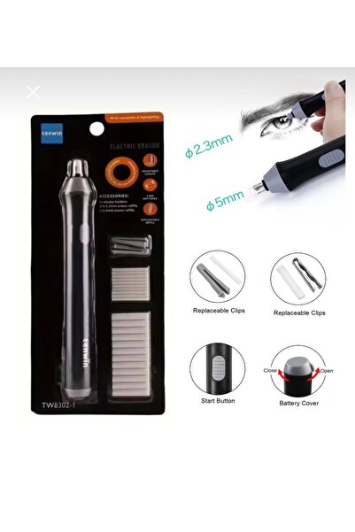 diğerr1 Pilli silgi - Elektronik silgi 12 ad. 5mm 10 ad 2 mm uç ile