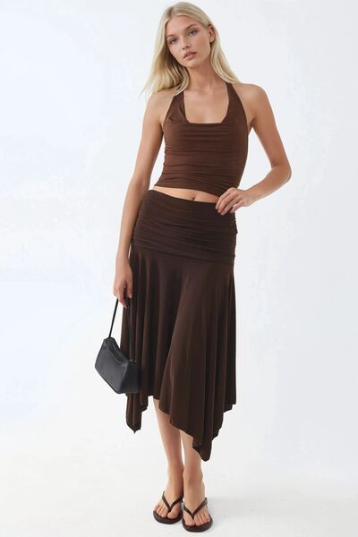 Hiccup Busem Gathered Asymmetrical Midi Skirt