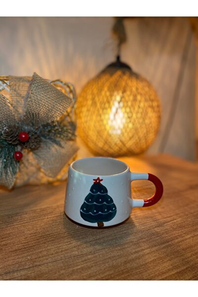 SERAMİK YILBAŞI FİGÜRLÜ ÇAM AĞACI KUPA BARDAK