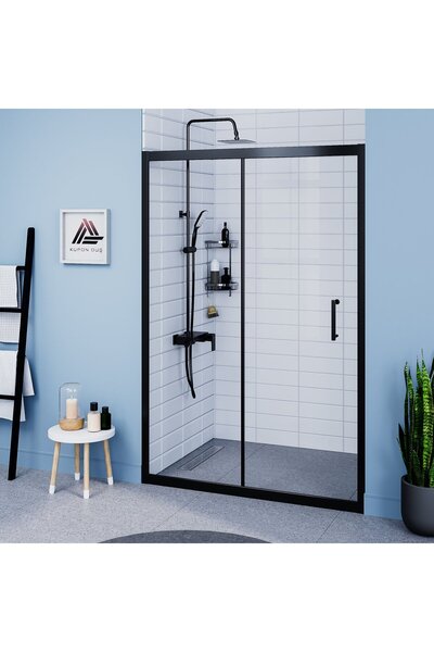 Kupon Duş Vesta D200 İki Duvar Arası 1 Sabit 1 Sürgü Duşakabin Siyah Profil Ş...