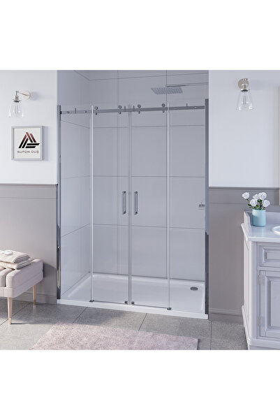 Kupon Duş Sirius D400 2 Sabit Cam 2 Kayar Kapı Parlak Aksam Şeffaf Cam Askılı...