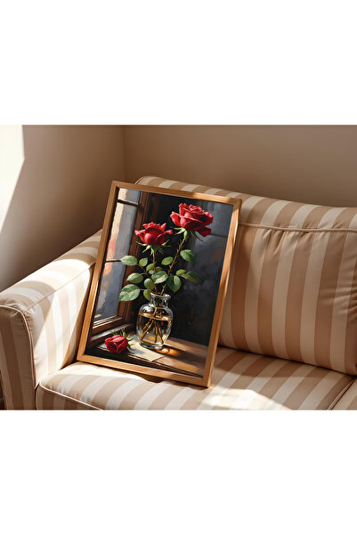 alphobitasarım Κόκκινα τριαντάφυλλα μπροστά από το παράθυρο - Διακοσμητική ζω...