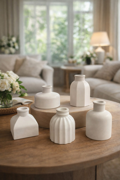 Sisay Home Σετ Διακοσμητικών Βάζων από Πέτρα σε Σκόνη – Διακόσμηση Σαλονιού &...