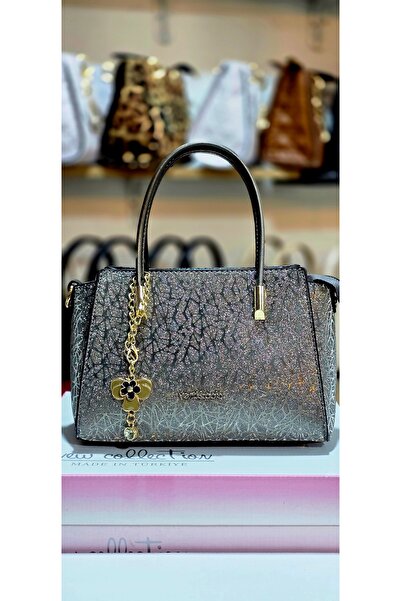 VENTİ Women's Smoked Shiny Textured Chain Detailed Stylish Handbag