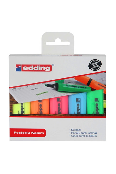 Edding Fosforlu Kalem Karma Renkli Set 344 (5 li Paket)