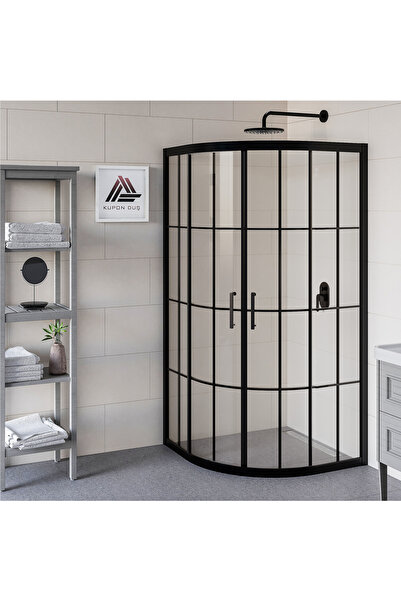 Kupon Duş Vesta D300 Oval Duşakabin Siyah Profil Karolaj Cam H: 190 cm