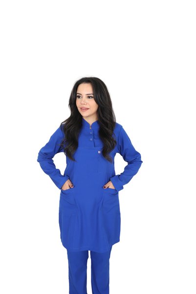 ufukscrubs H/025 2 Pcs Judge Collar Uniform Doctor Nurse Student Lycra Fabric Scrubs Set