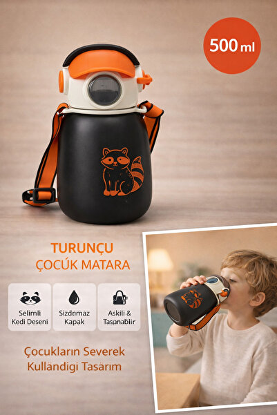 Open Home Concept Coolpet Şapkalı Çelik Termos 500 ML - Siyah