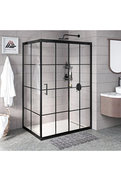Kupon Duş Vesta D201 Dikdörtgen Duşakabin Siyah Profil Karolaj Cam H: 190 cm