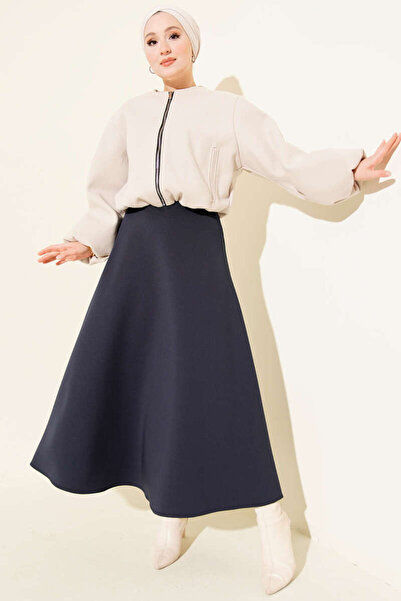 Blue Morpho Fusta din material scuba cu fermoar