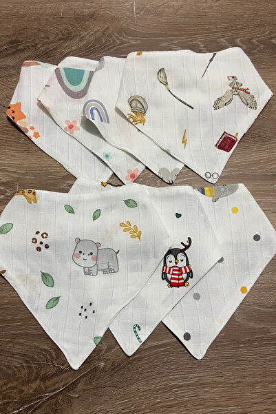 Ponchik 100% Cotton 7-Piece Mixed Patterned Baby Drool Bib Scarf – Double Lay...