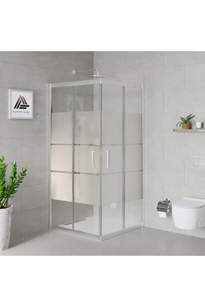 Kupon Duş Vesta D100 Kare Duşakabin Parlak Profil Kumlu Cam H: 190 cm