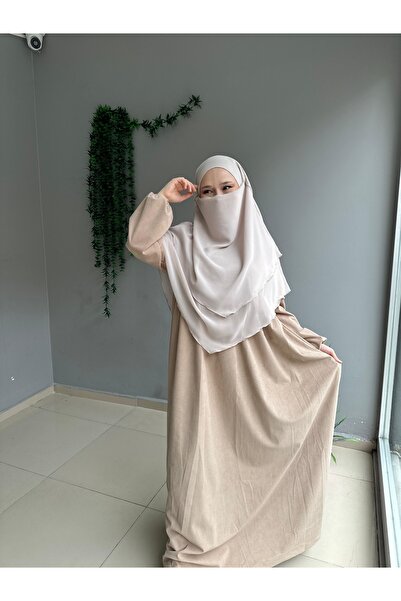 Yüsra Collection Hijab Velvet Dress and Short Sufle Set of 2